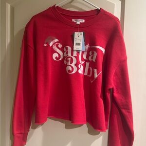 New Womens Medium Red 'Santa Baby' Sweatshirt